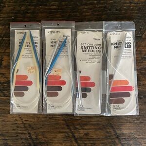 Lot of 4 Diana Circular Knitting Needles 9, 10.5, 11, 13 (plus 2 for free)